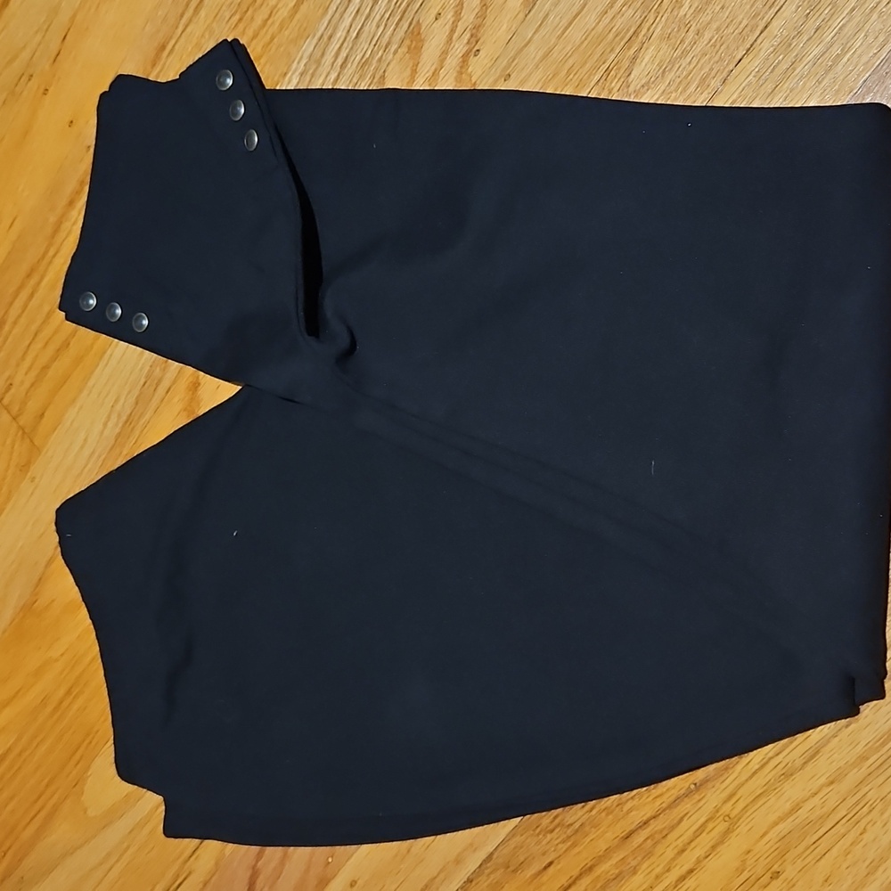 J. Jill petite black knit stretch ankle snap pull on pants